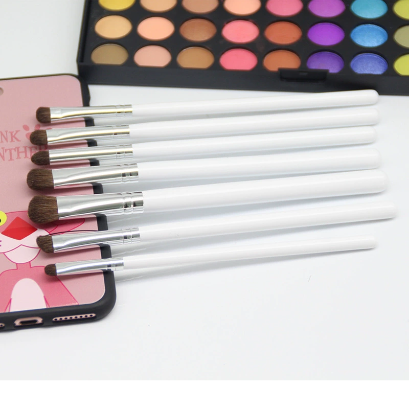 Makeup Brush Set, 7-piece pony-hair brushes with wooden handles and aluminum ferrules