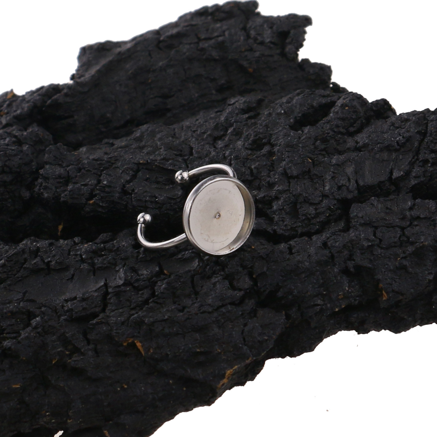 12mm de acero inoxidable DIY anillo vacío soporte inferior tiempo gema soporte ajustable anillo redondo accesorios de joyería