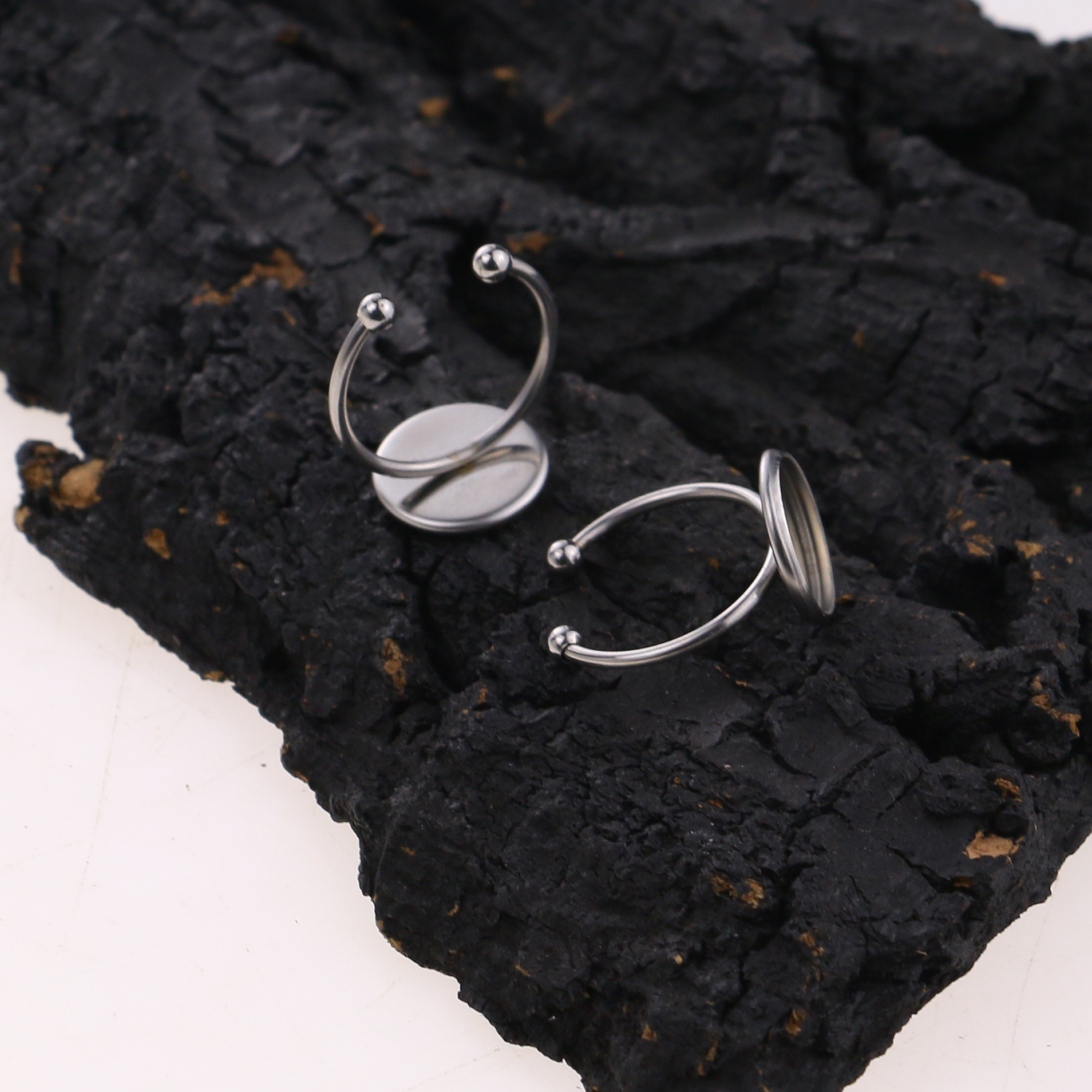 12mm de acero inoxidable DIY anillo vacío soporte inferior tiempo gema soporte ajustable anillo redondo accesorios de joyería