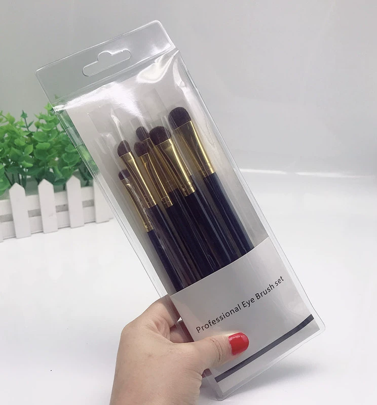 Makeup Brush Set, 7-piece pony-hair brushes with wooden handles and aluminum ferrules