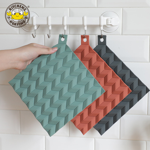 Huaying New Silicone Insulation Mat Kitchen Household Dining Table Pot Mat Tea Coaster Creative Nordic Style Square Tableware Mat