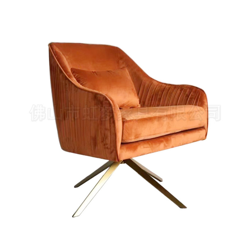 Velvet Cloth Chair | Nordic Light Luxury Negotiation Chair Metal Leg Swivel Office Chair | Simple Club Internet Celebrity Makeup Chair
