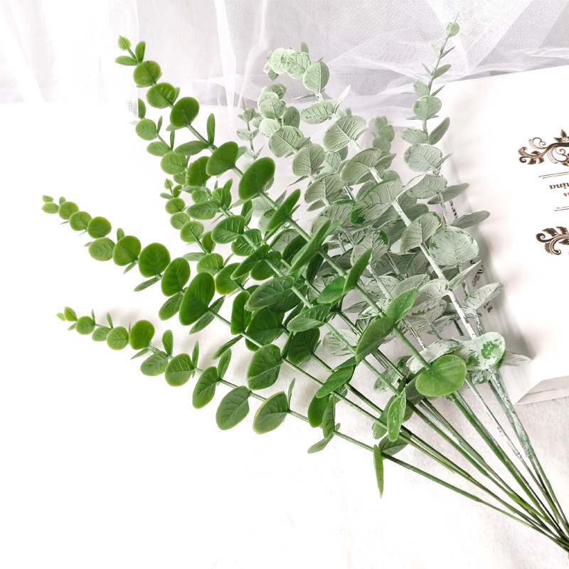 Single simulation eucalyptus leaf green wedding home floral design leaf plastic single fork money string leaves