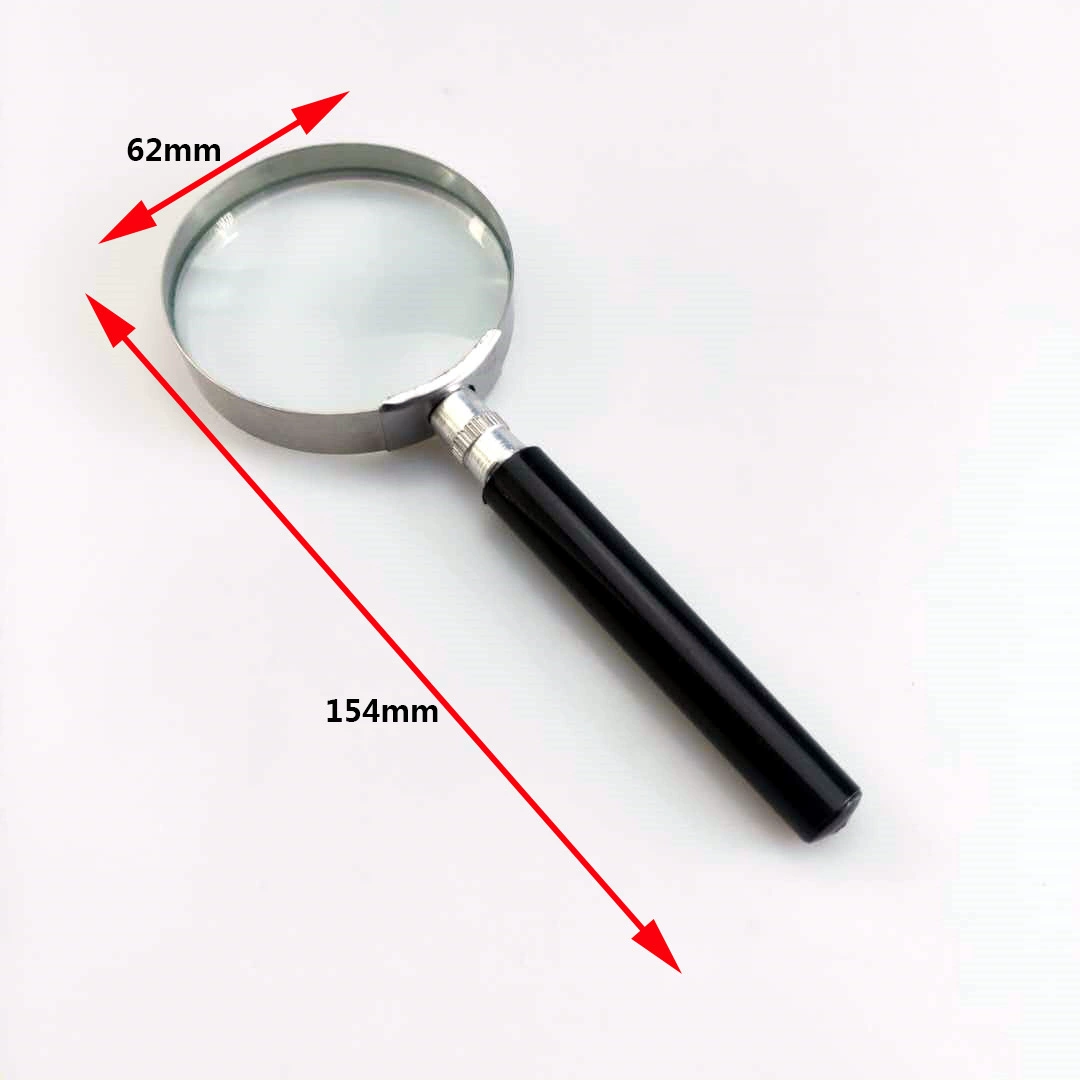 В наличии Специальное предложение 60-миллиметровая полуметаллическая лупа для чтения с прямой ручкой ручная 10-кратная Лупа