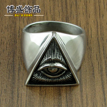 外贸欧美共济会全视之眼钛钢朋克复古上帝之眼不锈钢戒指饰品