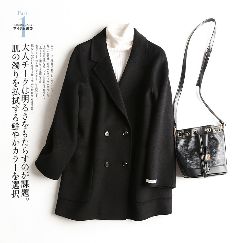 26 Autumn/Winter New Double-Sided Wool Coat, Mid-Length Korean Style Blazer, Large Size Women's Loose Woolen Jacket