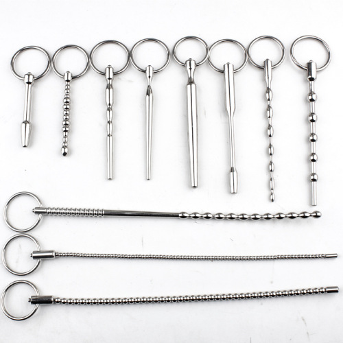 Electric shock metal male urethra blockage horse eye plug urethral expansion 6mm 8mm urethra blockage couple sex toy