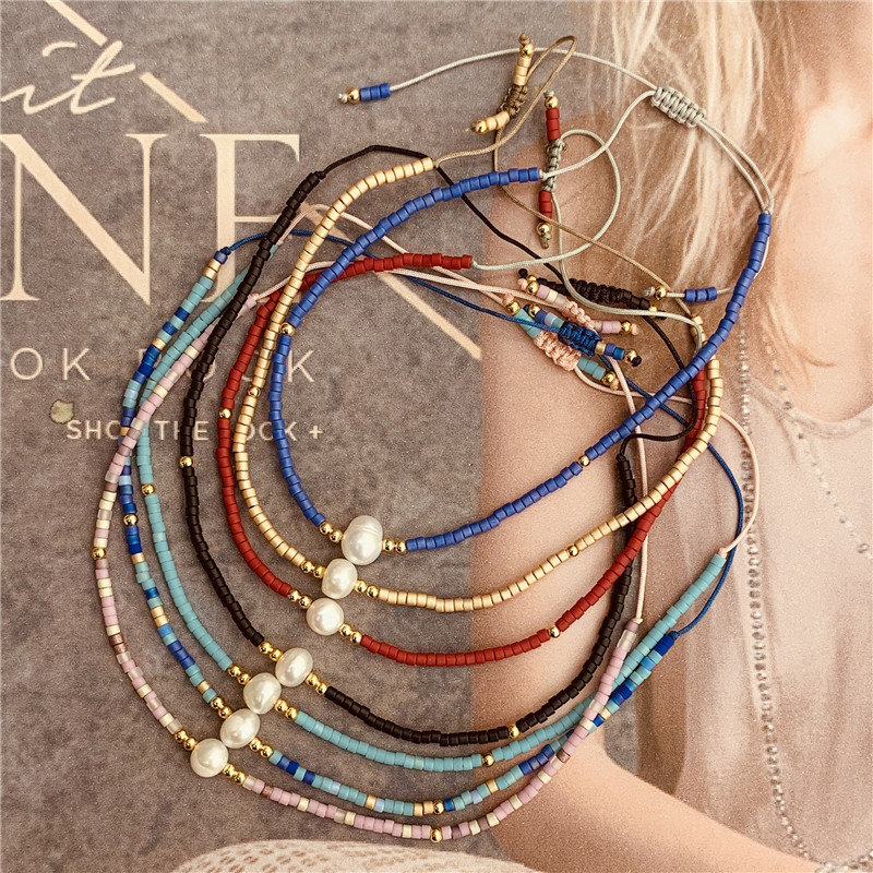 Cross-Border Bohemian Style Natural Pearl Beaded Bracelet, Hand-Woven, Adjustable, Thin, Women's Ready Stock Wholesale Beads Cross-Border Bohemian Style Natural Pearl Beaded Bracelet, Hand-Woven, Adjustable, Thin, Women's Ready Stock Wholesale Beads