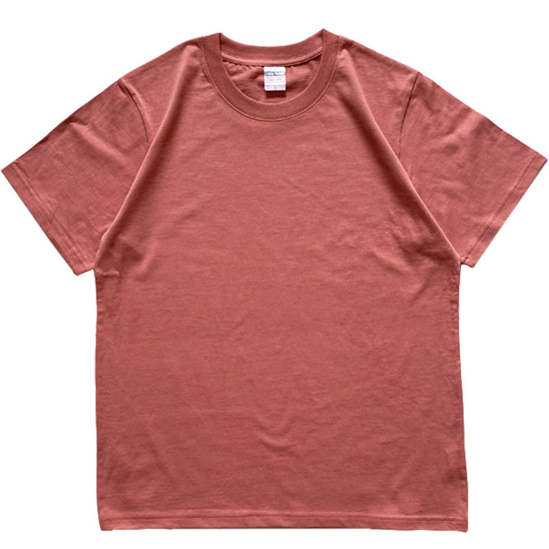 Verano refrescante de algodón puro color sólido cuello redondo manga corta Camiseta de moda pareja de hombres y mujeres 200g media manga blanca ins casual