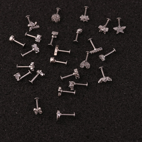 New Arrival Zircon Lip Studs—Fashionable Flower Ear Bone Studs—Cross-Border Personalized Stainless Steel Piercing Jewelry—Multi-Functional Accessories