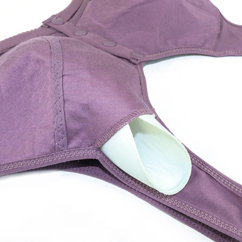 New Soft Cotton Lace Flower Front Closure Bra for Women, Medium to Large Size Postmenopausal Cotton Backless Bra without Underwire