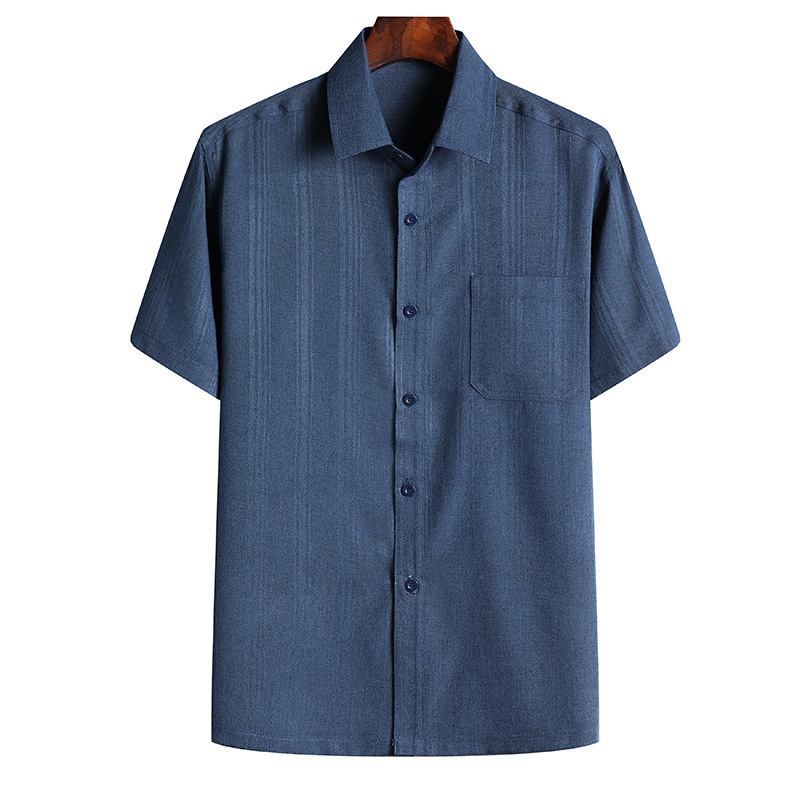 Short-Sleeved Shirt, Summer Style, Casual, Loose-Fitting, Cotton and Linen Shirt for Middle-Aged and Elderly Men, Men's Top, Business Breathable Inner Wear