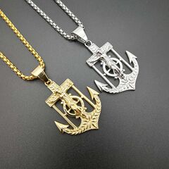 欧米風クロスボーダー新作ヒップホップアクセサリー チタン鋼製変色防止金メッキYSアンカーペンダント