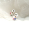 Fashionable cute double-sided earrings from pearl, flowered, European style