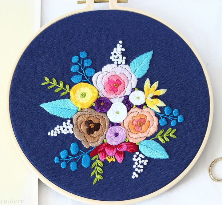 Cruz-frontera directa jardín bordado hecho a mano DIY tela principiante europeo bordado flores y plantas material paquete kit costura