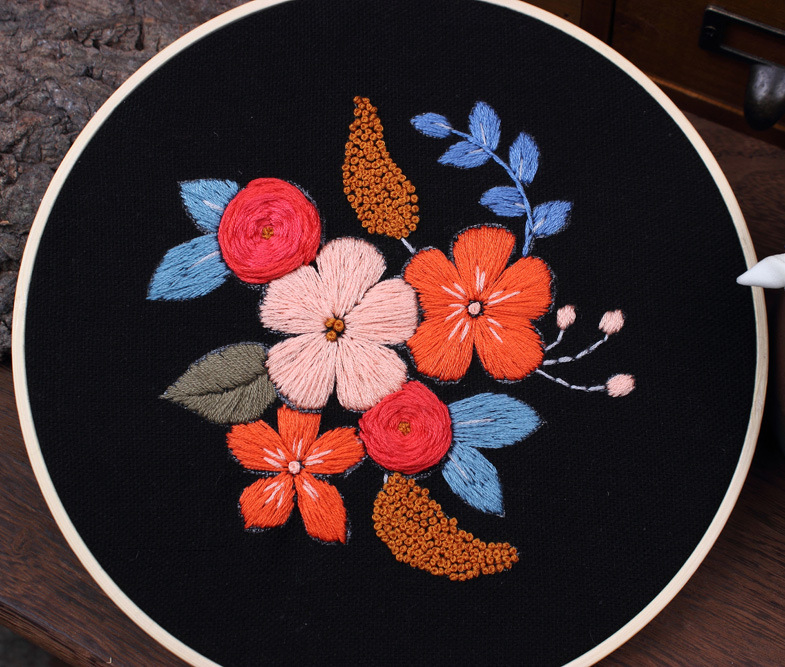 Cruz-frontera directa jardín bordado hecho a mano DIY tela principiante europeo bordado flores y plantas material paquete kit costura