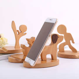 木质手机支架 创意小马手机托马背装硬币榉木懒人手机座雕刻logo