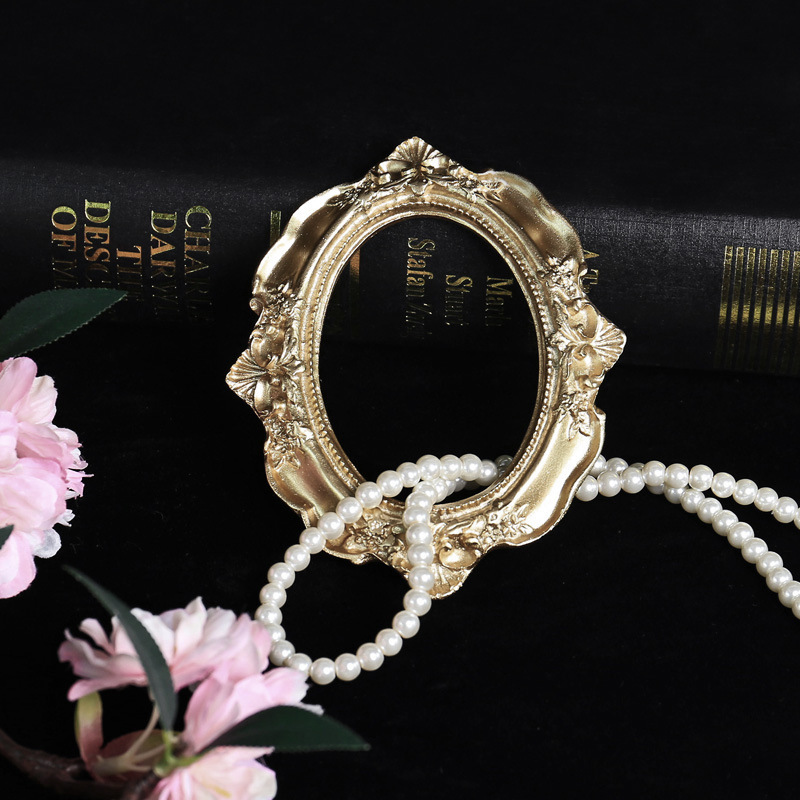 Nordic style gold resin mini photo frame props ornaments nail art Internet celebrity shooting earrings ornaments decorative set