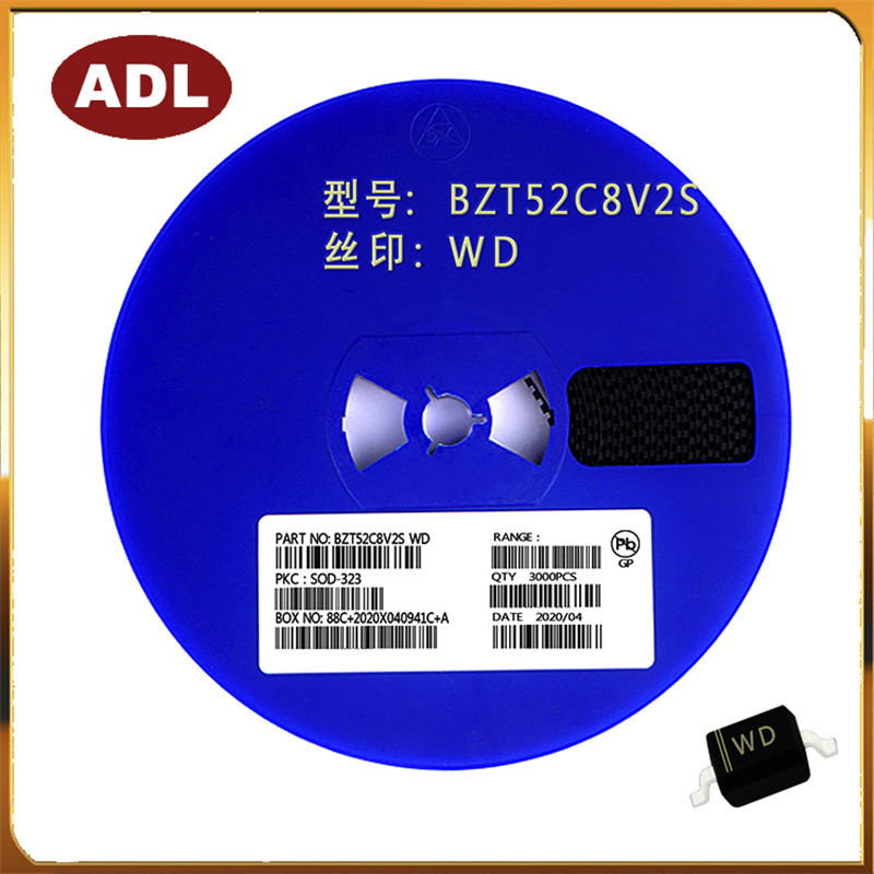 奥德利 BZT52C8V2S 稳压二极管 SOD-323 丝印WD 0.5W 8.2V 现货