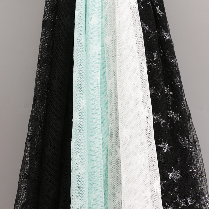 厂家供应 五角星网眼布网纱裙纱舞台服装面料辅料