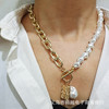 Accessory, retro metal necklace from pearl, European style