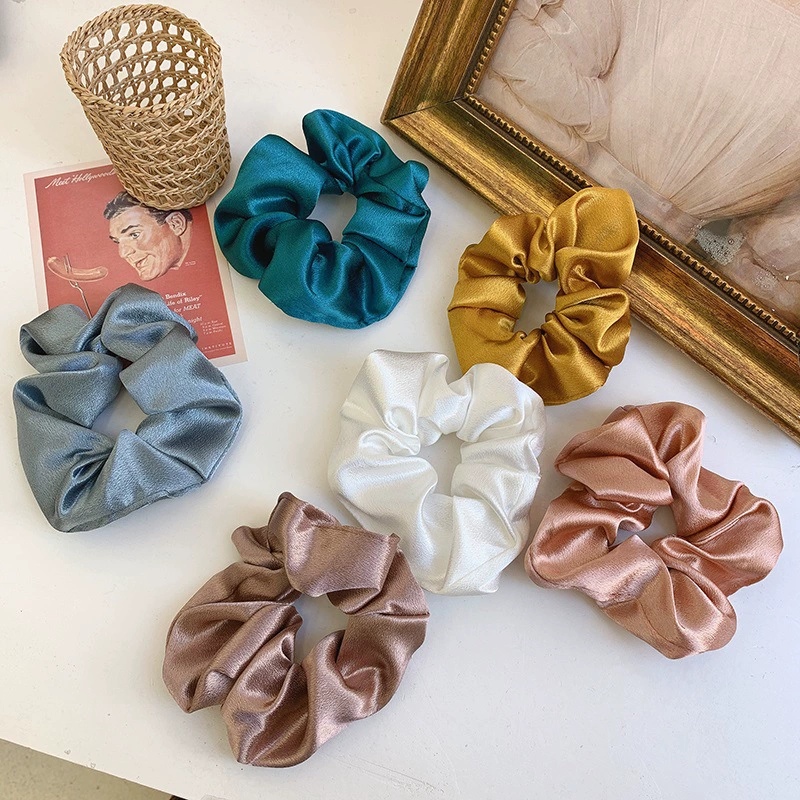 Hair scrunchie (Retro) satin, harmless non-damaging accessory, lightweight, multi-color