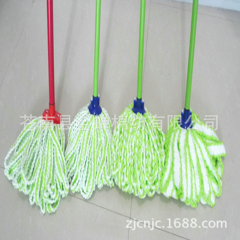 New braided mop head small braid microfiber rope mop green and white mop head
