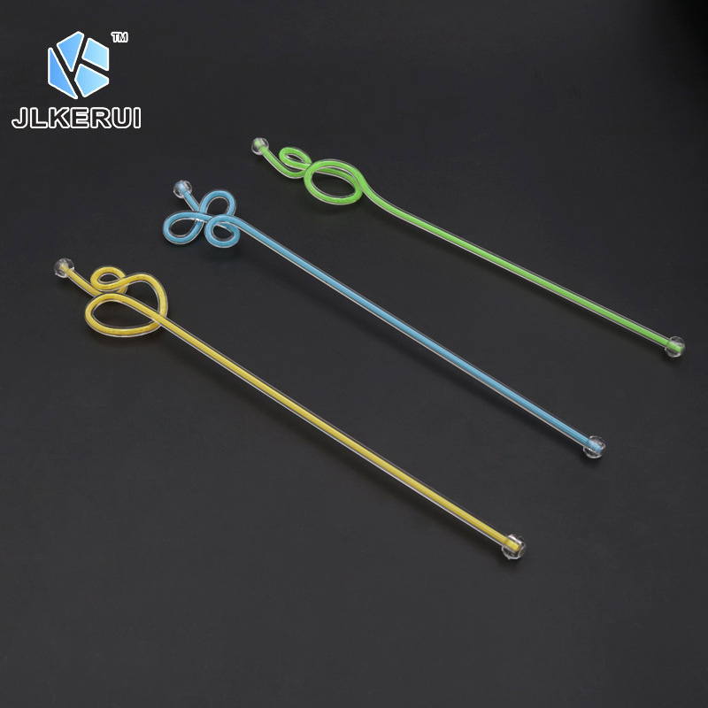 Plástico creativo acrílico cóctel palo bar bebida color núcleo arte palo vino varilla de agitación bebida fría cóctel palo