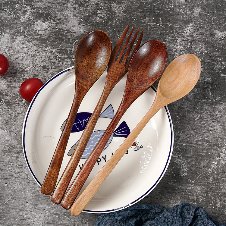 Venta al por mayor cuchara de miel de madera cuchara de helado postre cuchara de madera mango largo de arroz cuchara vajilla pequeña cuchara de madera