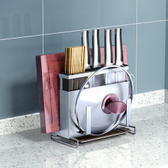 Wall-mounted stainless steel knife holder kitchen storage rack household knife knife holder storage rack nail-free knife holder chopping board rack
