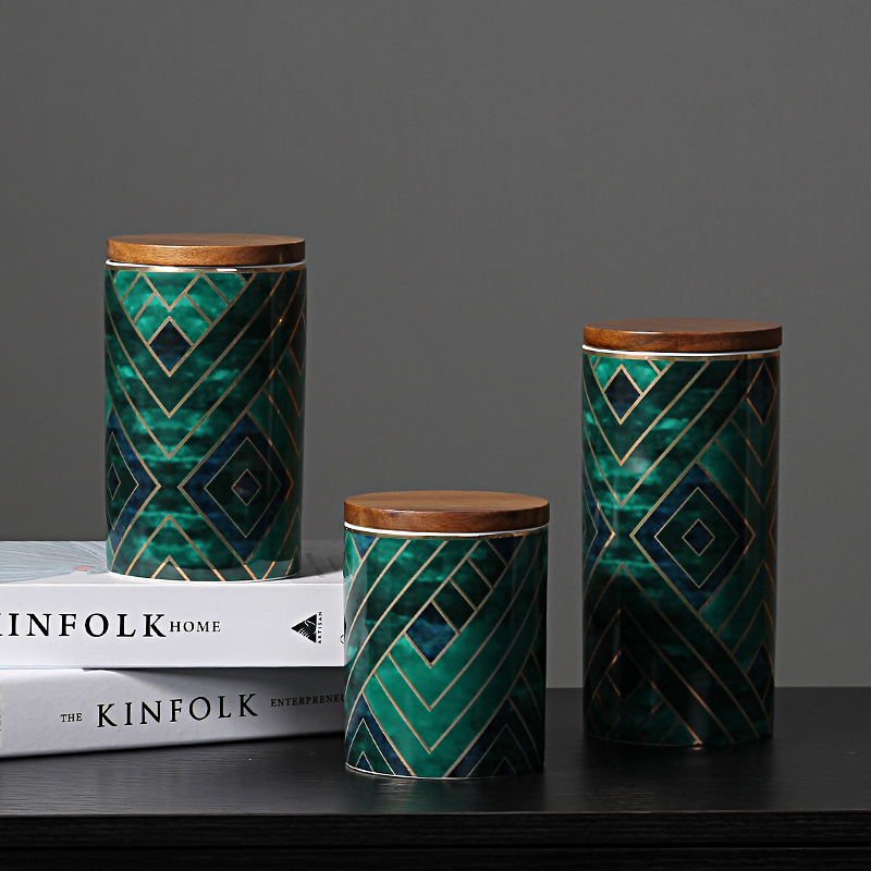 Estilo nórdico hogar cerámica sellado tarro café con tapa creativo tarro de almacenamiento decoración suave decoración al por mayor
