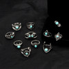 Retro accessory heart-shaped, set emerald, ring, European style, with gem