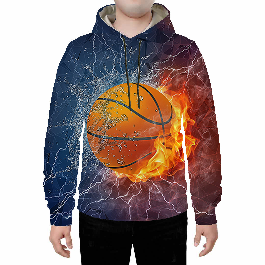 跨界直销亚马逊爆款 冰火闪电篮球3D印花 时尚男女款卫衣运动衫