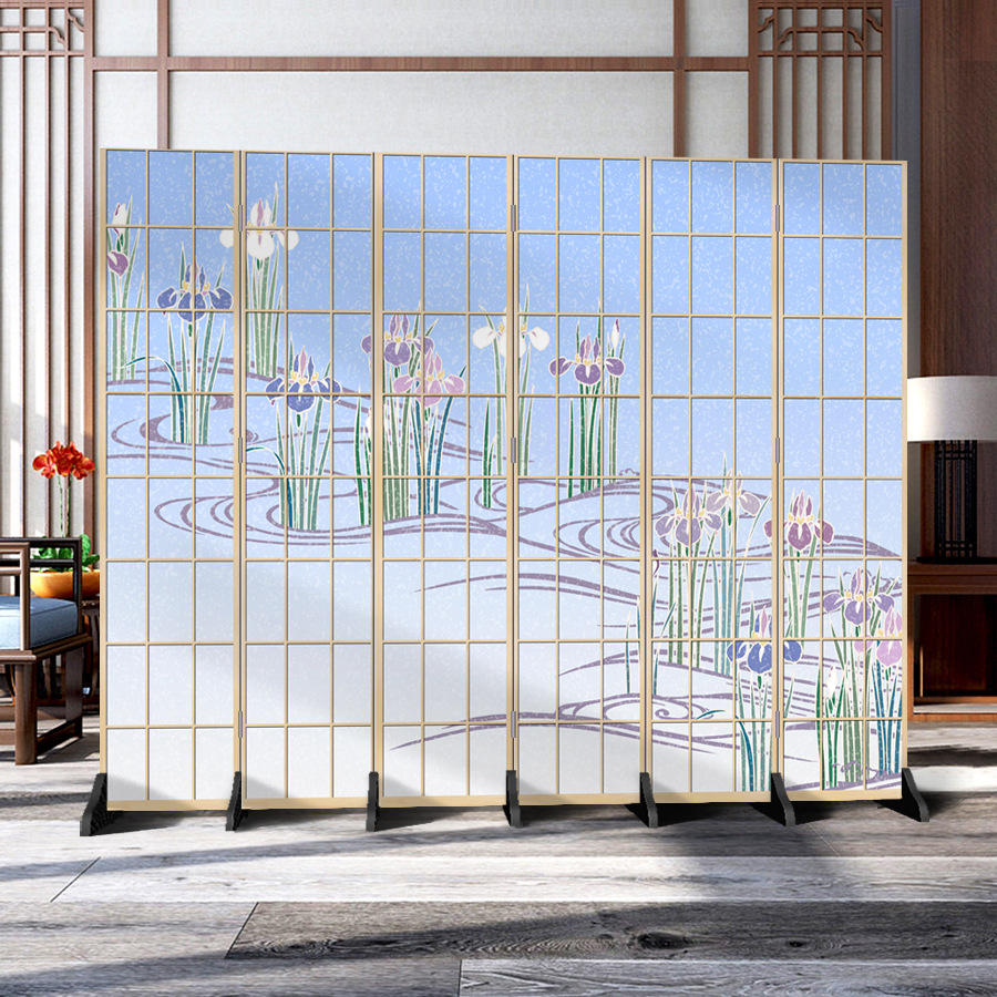 日本式の格子の壁の客間の寝室の現代的なシンプルなファッションの折り畳み式の両面の事務のキャスターの背景の装飾