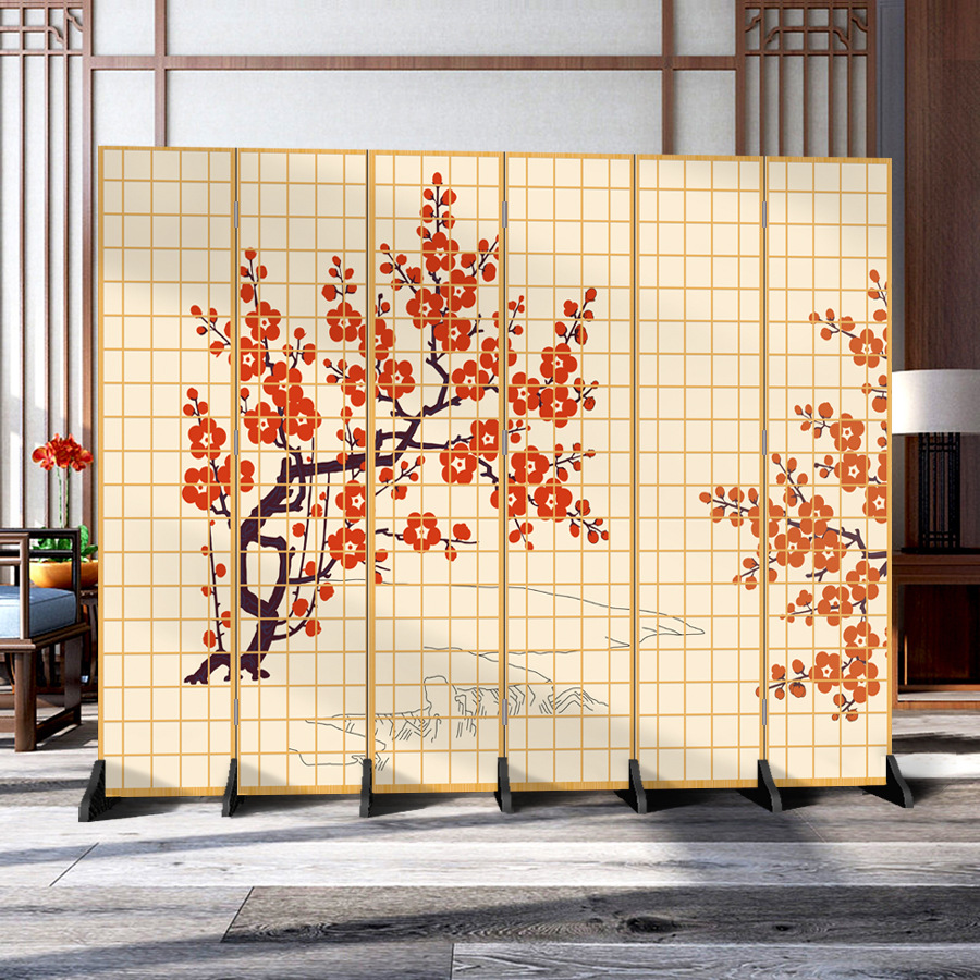 日本式の格子の壁の客間の寝室の現代的なシンプルなファッションの折り畳み式の両面の事務のキャスターの背景の装飾