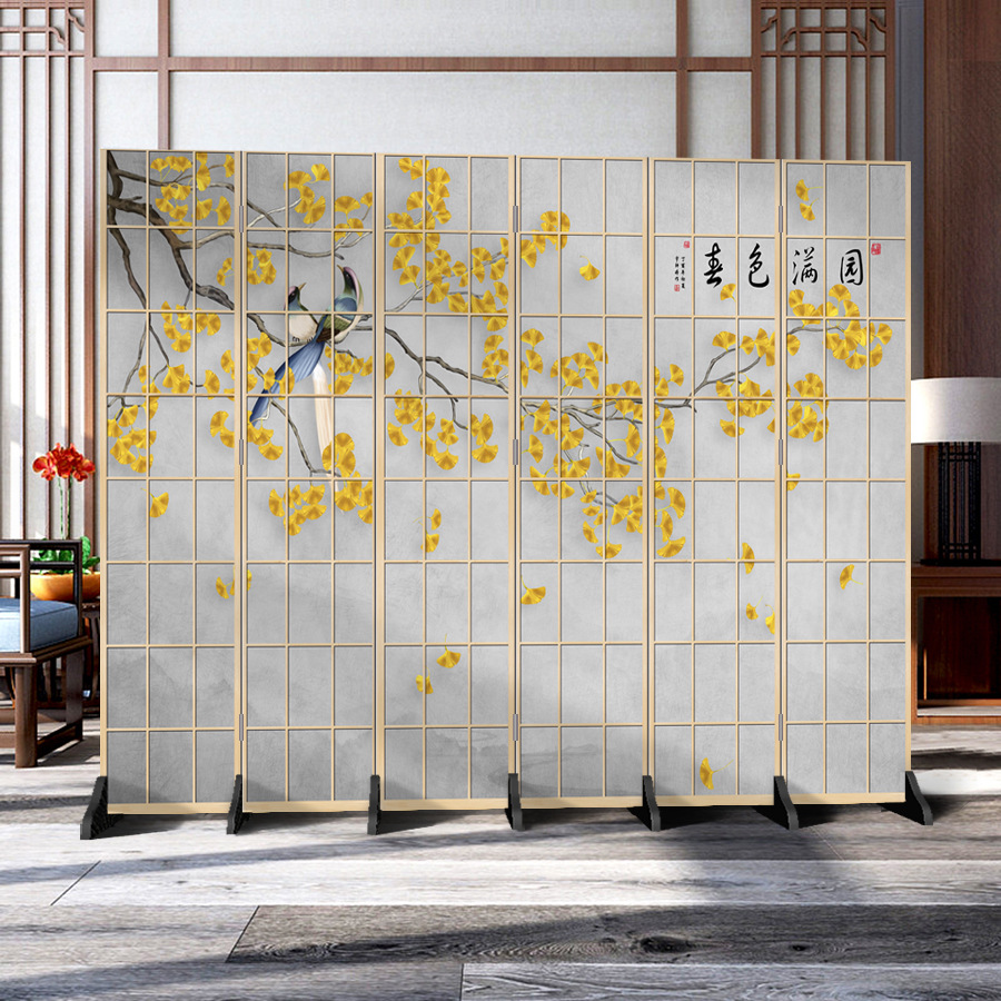 日本式の格子の壁の客間の寝室の現代的なシンプルなファッションの折り畳み式の両面の事務のキャスターの背景の装飾
