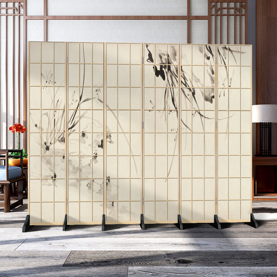 日本式の格子の壁の客間の寝室の現代的なシンプルなファッションの折り畳み式の両面の事務のキャスターの背景の装飾