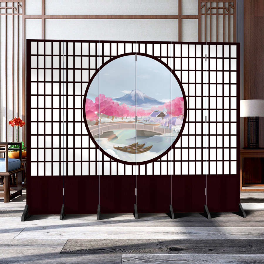 日本式の格子の壁の客間の寝室の現代的なシンプルなファッションの折り畳み式の両面の事務のキャスターの背景の装飾
