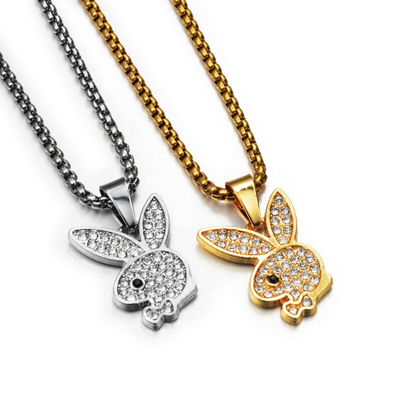 hiphop Hip Hop Rock Bar Nightclub Fashion Fashion Personality Necklace Hanging Alloy Bunny Head AN705