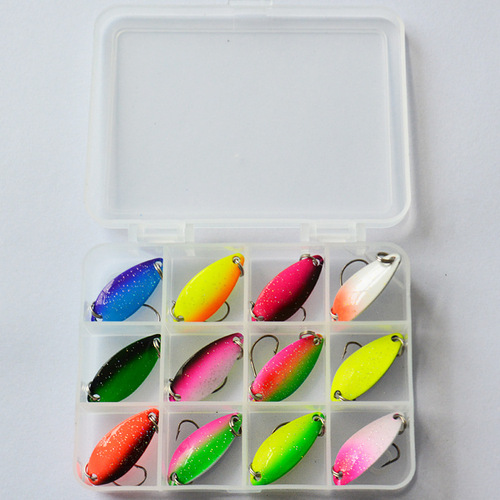 Wholesale A type 12 grid box horse mouth sequin set feather horse mouth color sequin combination lure bait fishing gear