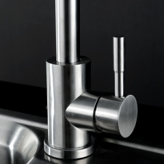 廚房冷熱龍頭304不鏽鋼拉絲可旋轉雙孔洗菜盆水槽洗碗家用水龍頭