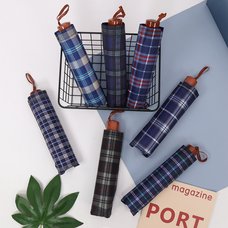 Tiannv Umbrella Free Shipping 10-Bone Large Men's Plaid Double Three-Folded Umbrella Creative Folding Umbrella Home Regular Umbrella Tiannv Umbrella Free Shipping 10-Bone Large Men's Plaid Double Three-Folded Umbrella Creative Folding Umbrella Home Regular Umbrella