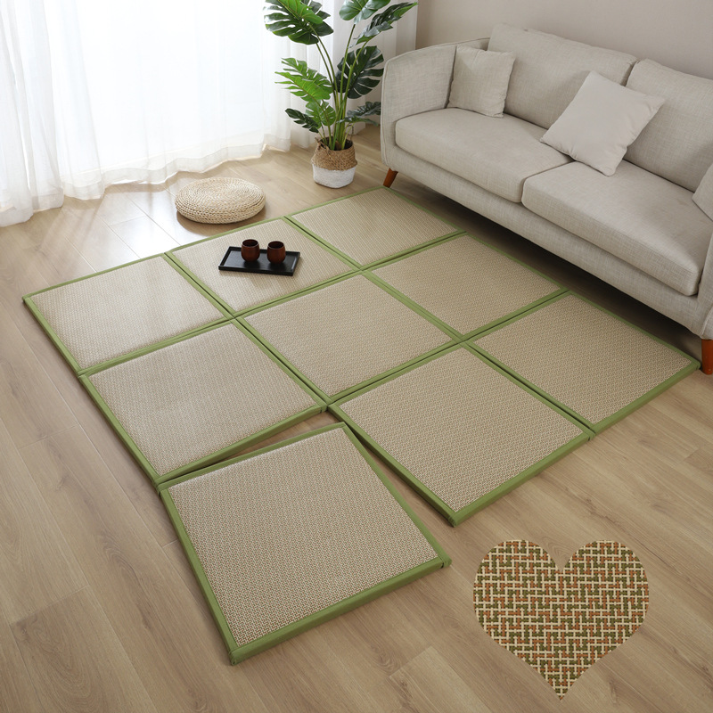 Alfombras de ratán tejidas para verano, fáciles de ensamblar, alfombras frescas para casas de huéspedes, alfombras de cobertura completa para salas de estar, alfombras para dormitorios, suministro directo del fabricante.