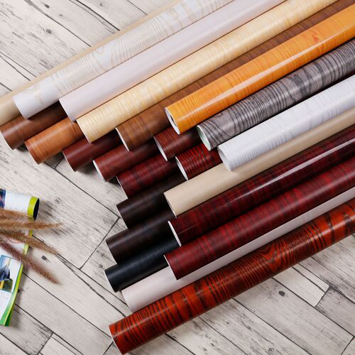 Wood grain sticker self-adhesive wallpaper thickened waterproof pvc boeing film wardrobe wardrobe desktop furniture renovation wallpaper