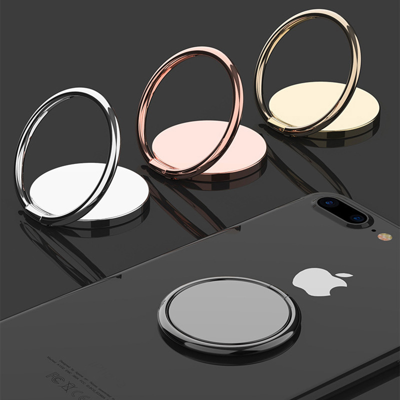 Small and Exquisite Metal Ring Buckle Phone Holder with 360-Degree Rotation and Adhesive Round Stand Wholesale
