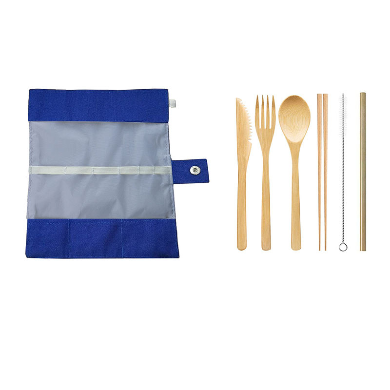 Amazon transfronteriza de bambú cuchillo, tenedor y cuchara traje de bambú viaje vajilla bolsa de almacenamiento vajilla bolsa de regalo