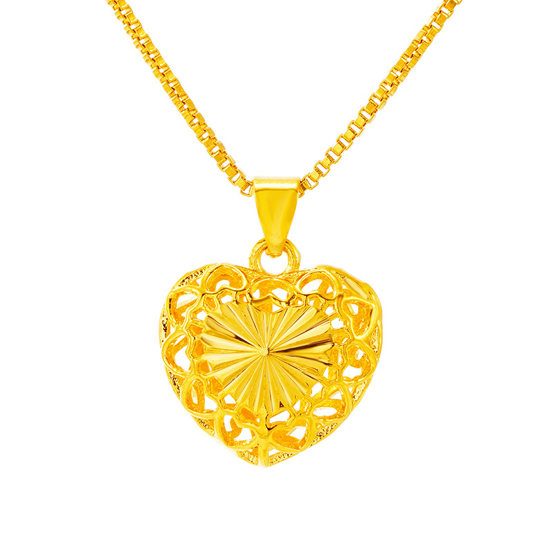 Moda amor Vietnam arena oro imitación 3D oro duro colgante de las mujeres de imitación simple 24K oro melocotón colgante del corazón accesorios de la joyería