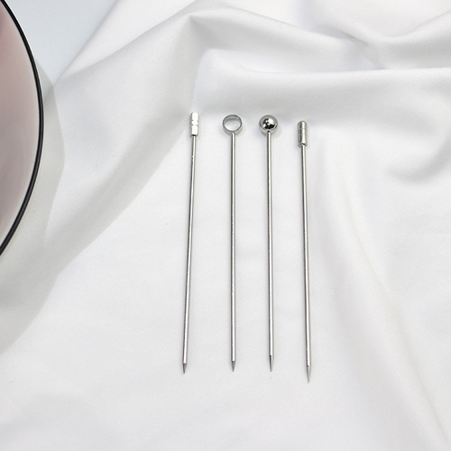Manufacturer 304 stainless steel wine picks creative milk tea stirring stick cocktail picks fruit snack needles wholesale