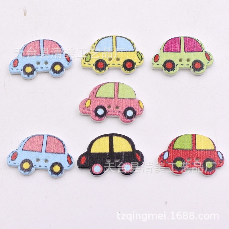 15*25mm blanco fondo de madera pintado erizo botón de coche pintado niños de madera botón de bricolaje