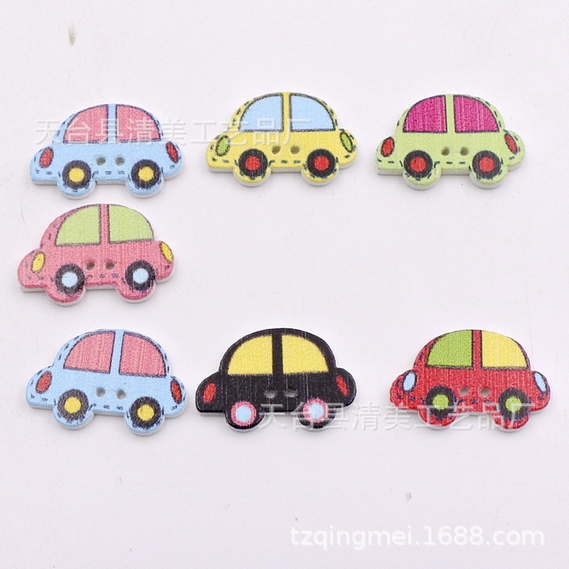 15*25mm blanco fondo de madera pintado erizo botón de coche pintado niños de madera botón de bricolaje